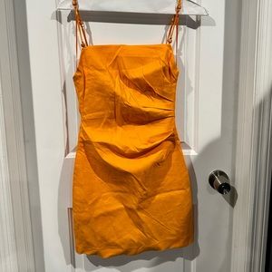 Draped linen blend dress